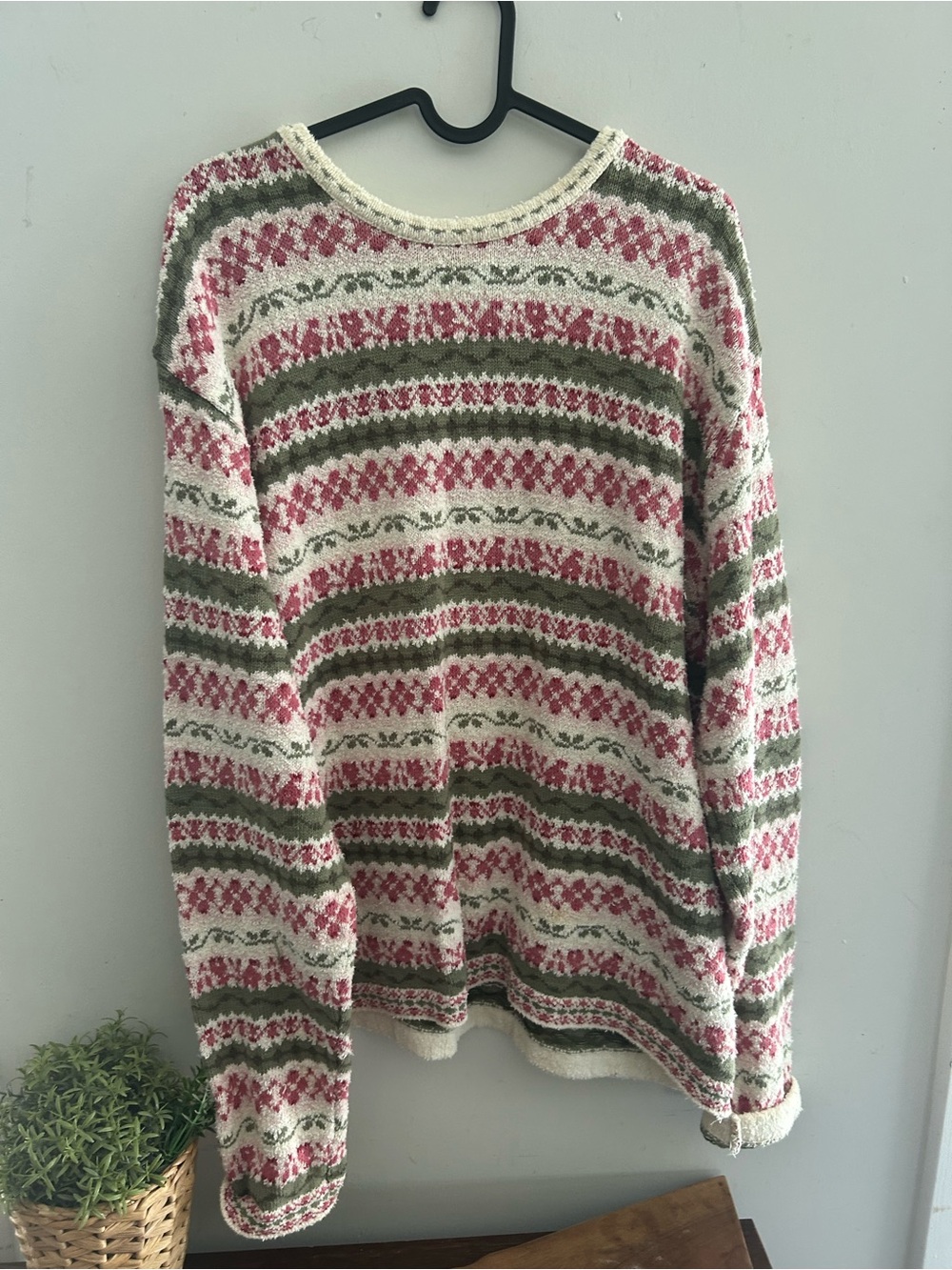Northern Reflections Festive Long Sleeve red & green Fair Isle knit Sweater XL